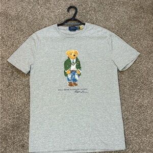 Polo Ralph Lauren Men's Grey Heather Polo Bear Graphic Crew-Neck T-Shirt Medium